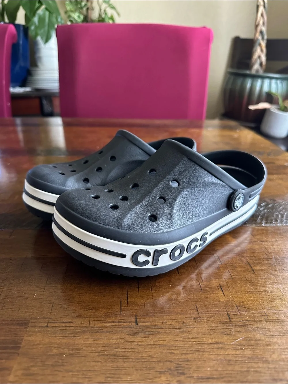 CROCS Kids Black Clog with White Trim